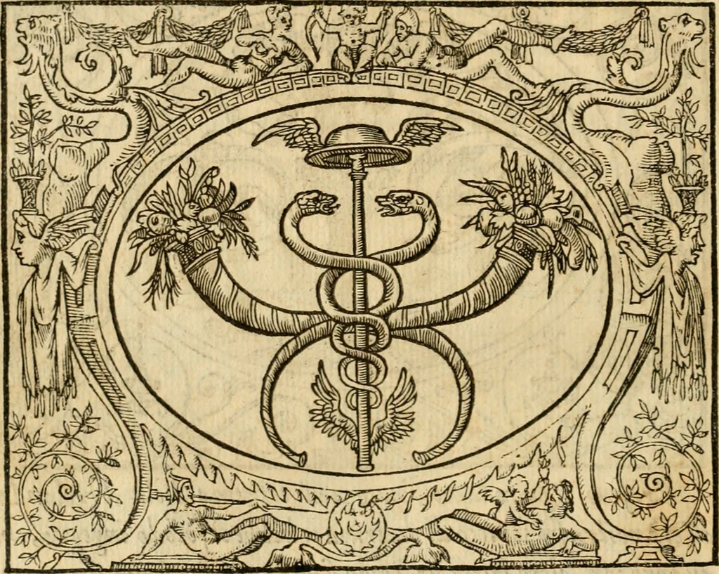 An illustration from Dialogo dell'imprese militari et amorose di monsignor Giovio, vescouo di Nocera : con vn ragionamento di messer Lodouico Domenichi nel medesimo soggetto ; con la tavola, 1559, leaf 141