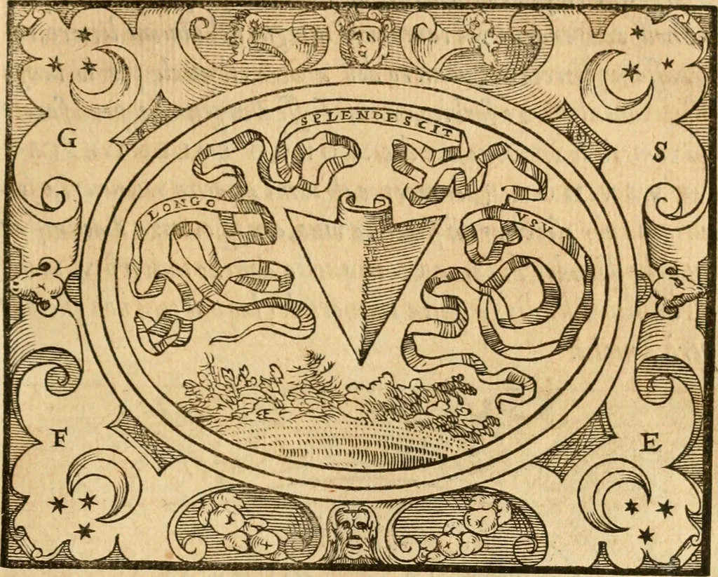 An illustration from Dialogo dell'imprese militari et amorose di monsignor Giovio, vescouo di Nocera : con vn ragionamento di messer Lodouico Domenichi nel medesimo soggetto ; con la tavola, 1559, leaf 146