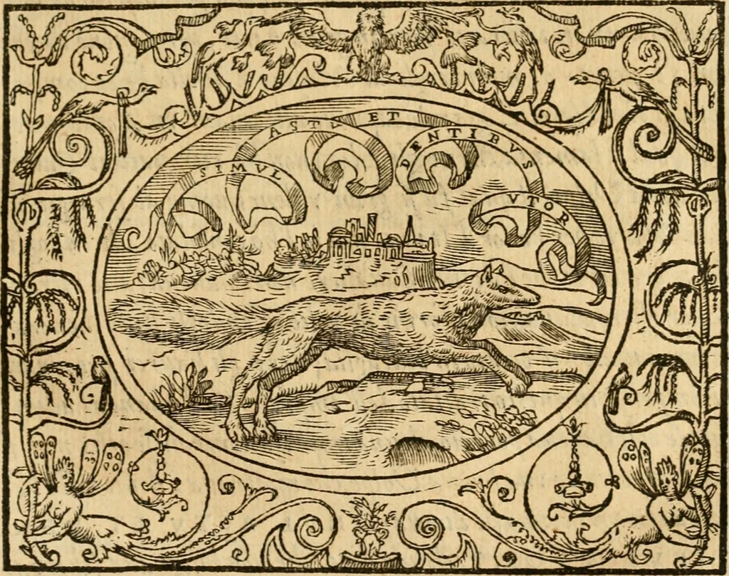 An illustration from Dialogo dell'imprese militari et amorose di monsignor Giovio, vescouo di Nocera : con vn ragionamento di messer Lodouico Domenichi nel medesimo soggetto ; con la tavola, 1559, leaf 148