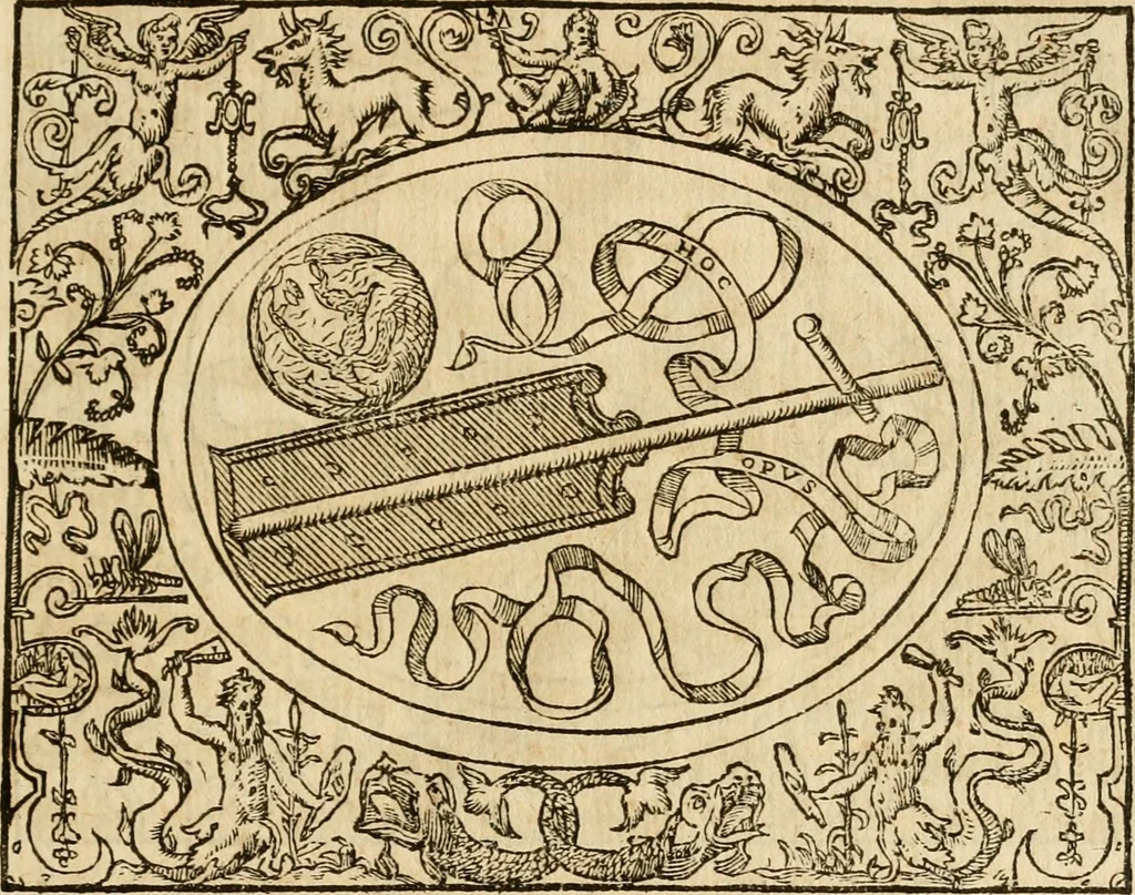 An illustration from Dialogo dell'imprese militari et amorose di monsignor Giovio, vescouo di Nocera : con vn ragionamento di messer Lodouico Domenichi nel medesimo soggetto ; con la tavola, 1559, leaf 20