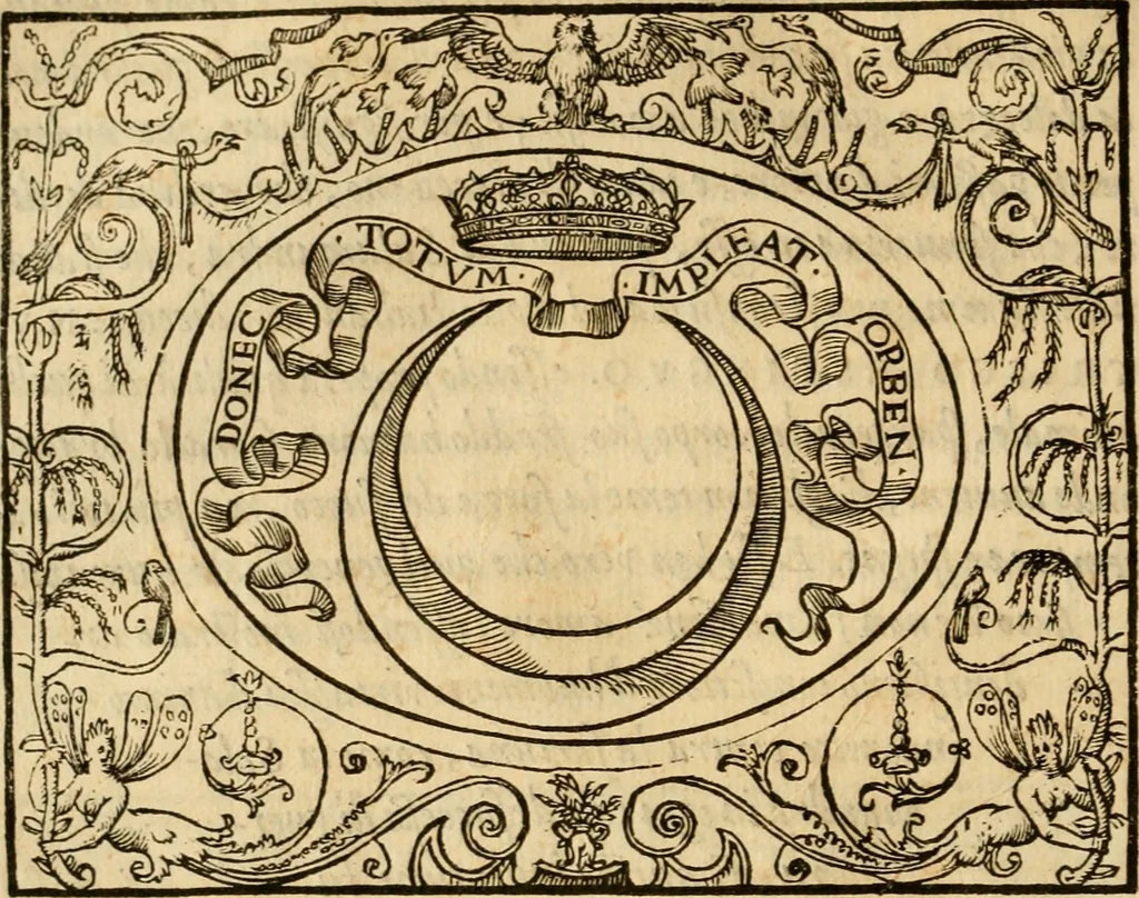 An illustration from Dialogo dell'imprese militari et amorose di monsignor Giovio, vescouo di Nocera : con vn ragionamento di messer Lodouico Domenichi nel medesimo soggetto ; con la tavola, 1559, leaf 29