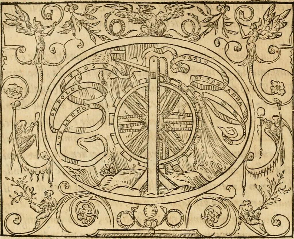 An illustration from Dialogo dell'imprese militari et amorose di monsignor Giovio, vescouo di Nocera : con vn ragionamento di messer Lodouico Domenichi nel medesimo soggetto ; con la tavola, 1559, leaf 33