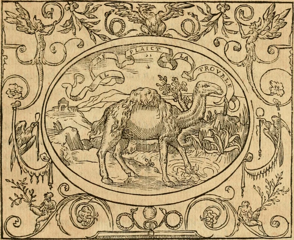 An illustration from Dialogo dell'imprese militari et amorose di monsignor Giovio, vescouo di Nocera : con vn ragionamento di messer Lodouico Domenichi nel medesimo soggetto ; con la tavola, 1559, leaf 58