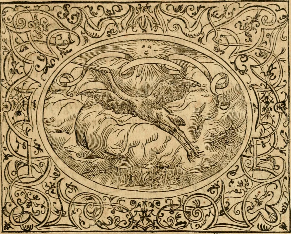 An illustration from Dialogo dell'imprese militari et amorose di monsignor Giovio, vescouo di Nocera : con vn ragionamento di messer Lodouico Domenichi nel medesimo soggetto ; con la tavola, 1559, leaf 66