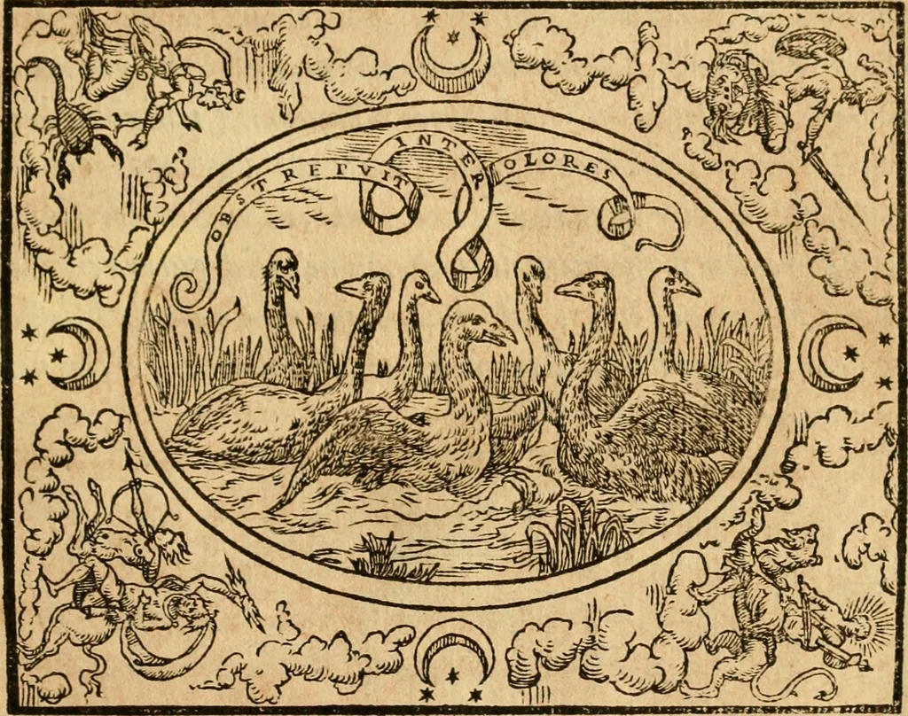 An illustration from Dialogo dell'imprese militari et amorose di monsignor Giovio, vescouo di Nocera : con vn ragionamento di messer Lodouico Domenichi nel medesimo soggetto ; con la tavola, 1559, leaf 72