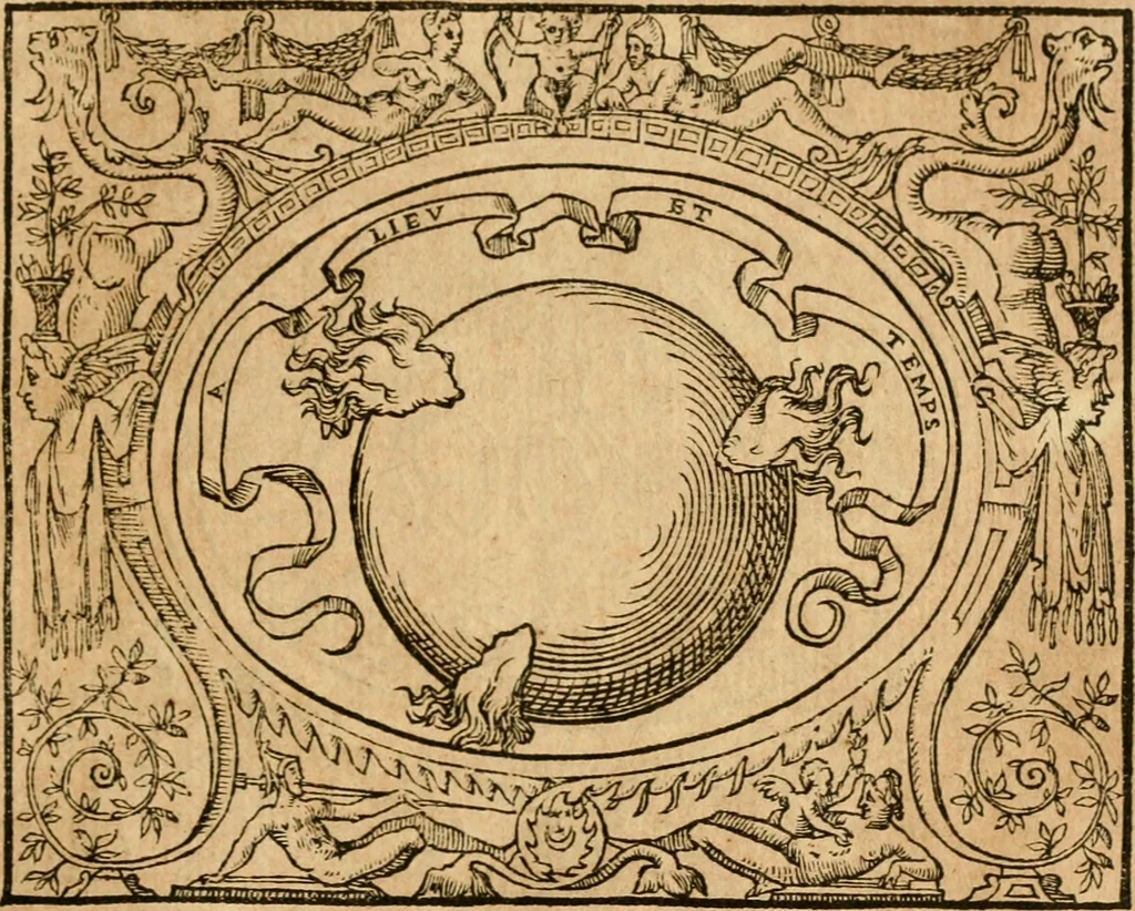 An illustration from Dialogo dell'imprese militari et amorose di monsignor Giovio, vescouo di Nocera : con vn ragionamento di messer Lodouico Domenichi nel medesimo soggetto ; con la tavola, 1559, leaf 76