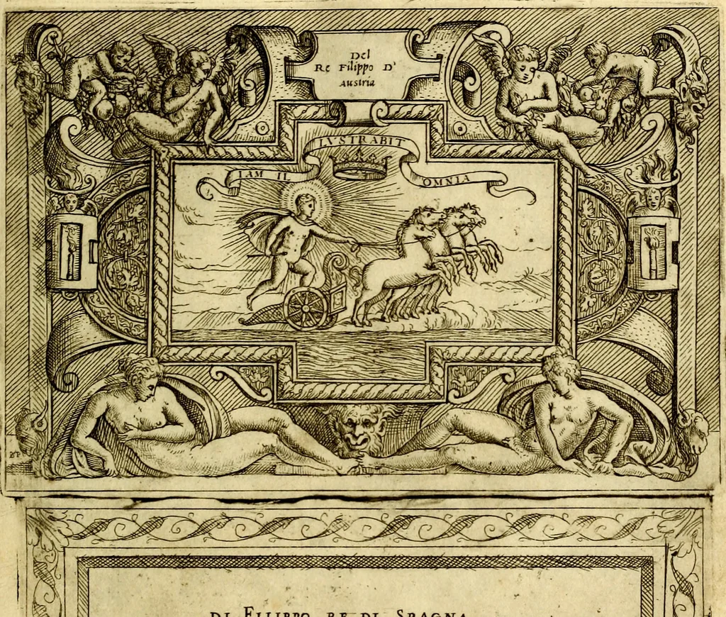 An illustration from Imprese nobili et ingeniose di diversi prencipi, et d'altri personaggi illustri nell'arme et nelle lettere : le quali, col disegno loro estrinseco, dimostrano l'animo, et la buona ò mala fortuna de gli autori loro, 1583, leaf 10
