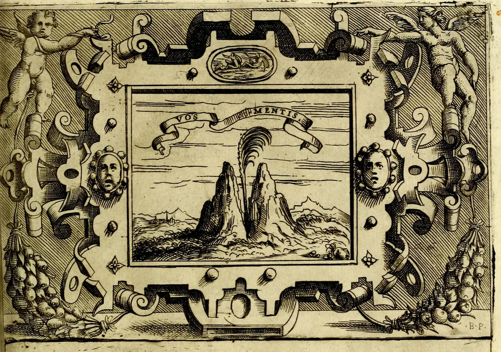 An illustration from Imprese nobili et ingeniose di diversi prencipi, et d'altri personaggi illustri nell'arme et nelle lettere : le quali, col disegno loro estrinseco, dimostrano l'animo, et la buona ò mala fortuna de gli autori loro, 1583, leaf 102
