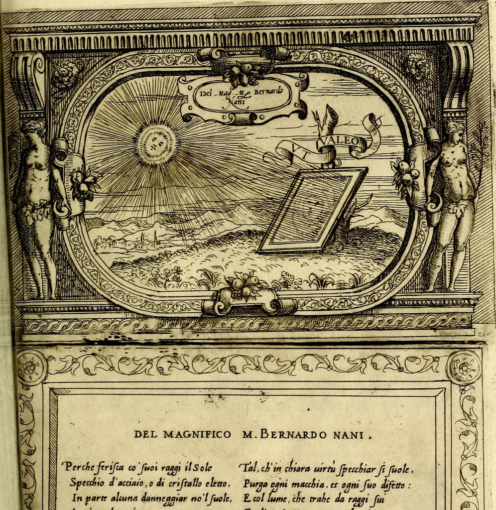 An illustration from Imprese nobili et ingeniose di diversi prencipi, et d'altri personaggi illustri nell'arme et nelle lettere : le quali, col disegno loro estrinseco, dimostrano l'animo, et la buona ò mala fortuna de gli autori loro, 1583, leaf 108