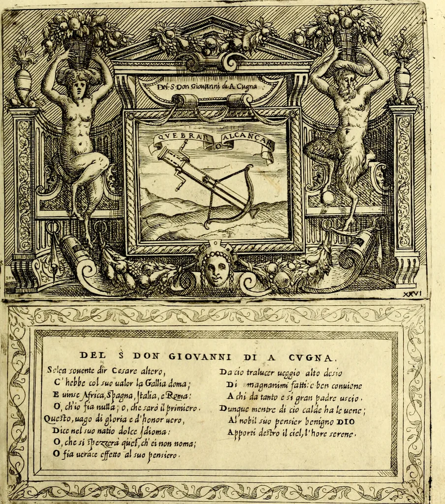 An illustration from Imprese nobili et ingeniose di diversi prencipi, et d'altri personaggi illustri nell'arme et nelle lettere : le quali, col disegno loro estrinseco, dimostrano l'animo, et la buona ò mala fortuna de gli autori loro, 1583, leaf 120