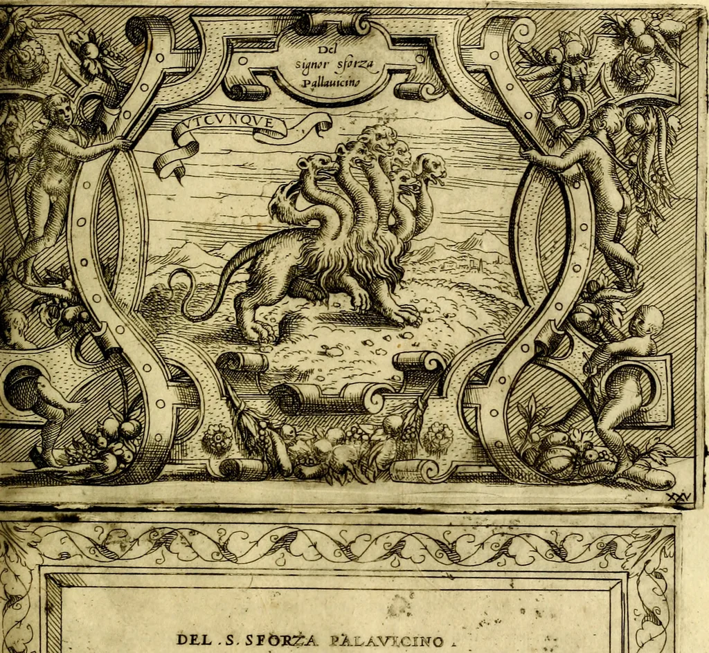 An illustration from Imprese nobili et ingeniose di diversi prencipi, et d'altri personaggi illustri nell'arme et nelle lettere : le quali, col disegno loro estrinseco, dimostrano l'animo, et la buona ò mala fortuna de gli autori loro, 1583, leaf 124