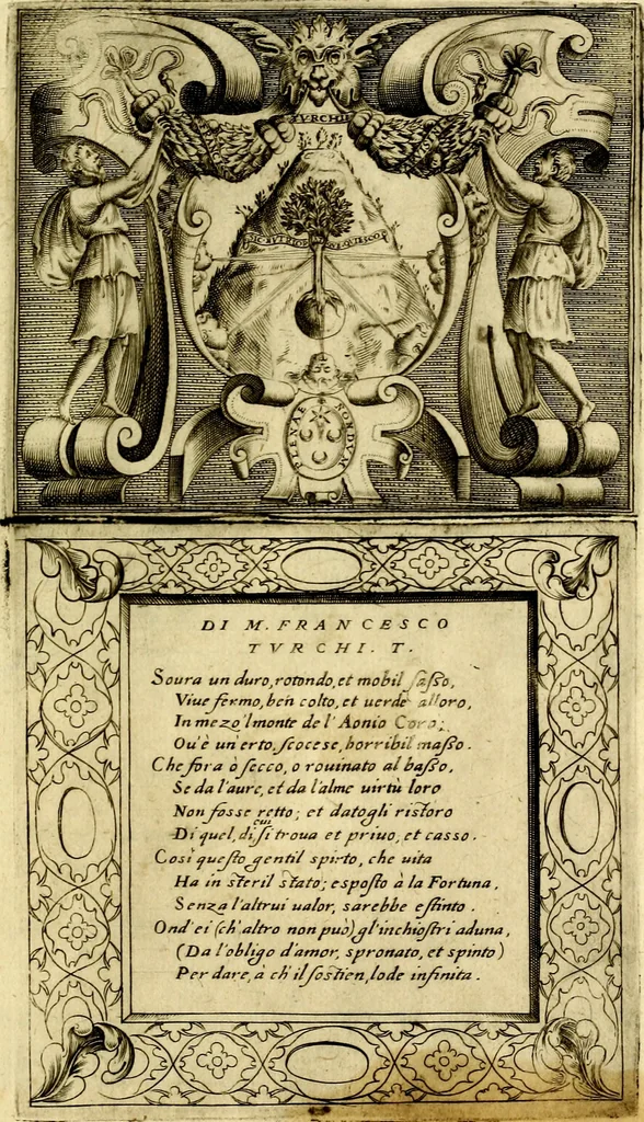 An illustration from Imprese nobili et ingeniose di diversi prencipi, et d'altri personaggi illustri nell'arme et nelle lettere : le quali, col disegno loro estrinseco, dimostrano l'animo, et la buona ò mala fortuna de gli autori loro, 1583, leaf 130