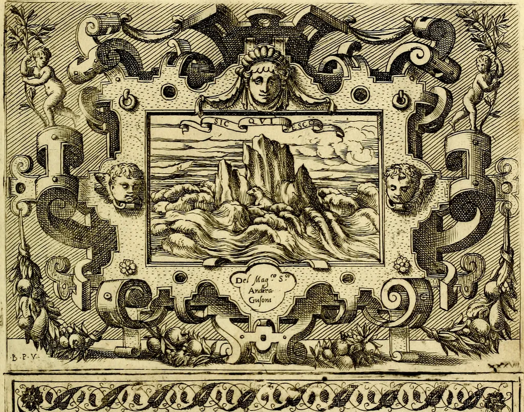 An illustration from Imprese nobili et ingeniose di diversi prencipi, et d'altri personaggi illustri nell'arme et nelle lettere : le quali, col disegno loro estrinseco, dimostrano l'animo, et la buona ò mala fortuna de gli autori loro, 1583, leaf 14