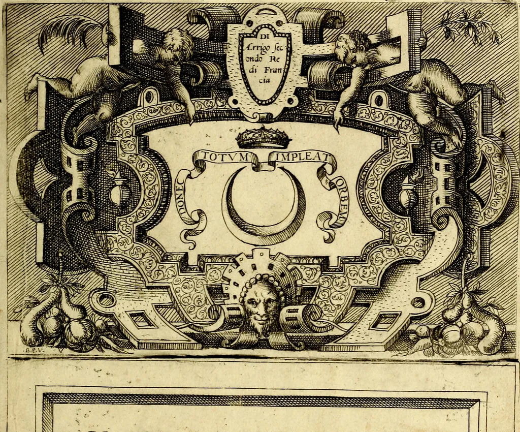 An illustration from Imprese nobili et ingeniose di diversi prencipi, et d'altri personaggi illustri nell'arme et nelle lettere : le quali, col disegno loro estrinseco, dimostrano l'animo, et la buona ò mala fortuna de gli autori loro, 1583, leaf 16