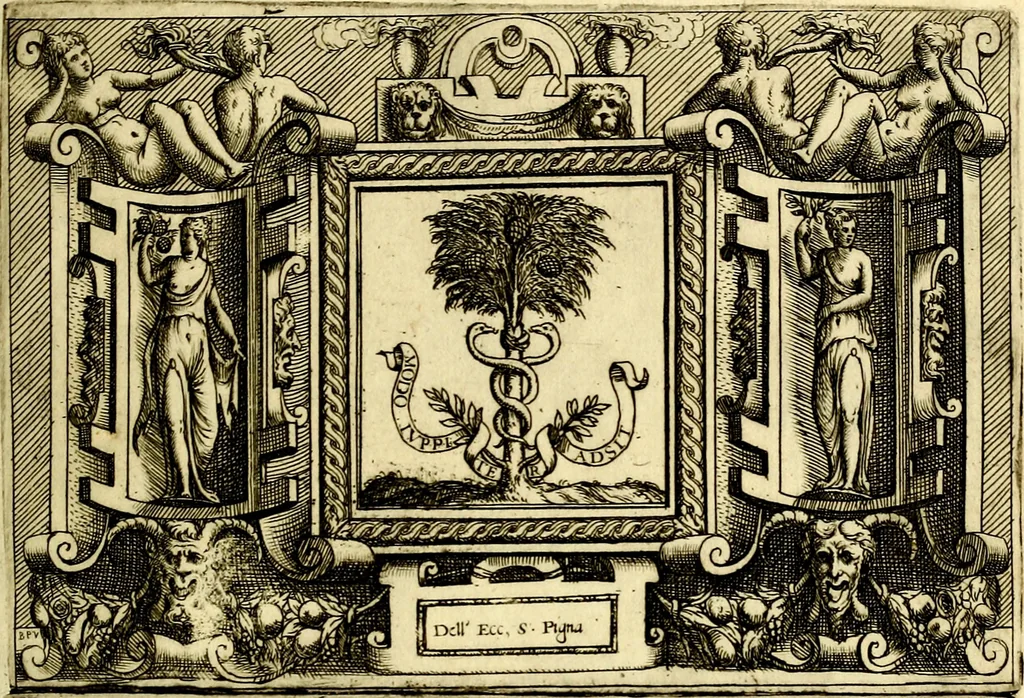 An illustration from Imprese nobili et ingeniose di diversi prencipi, et d'altri personaggi illustri nell'arme et nelle lettere : le quali, col disegno loro estrinseco, dimostrano l'animo, et la buona ò mala fortuna de gli autori loro, 1583, leaf 20