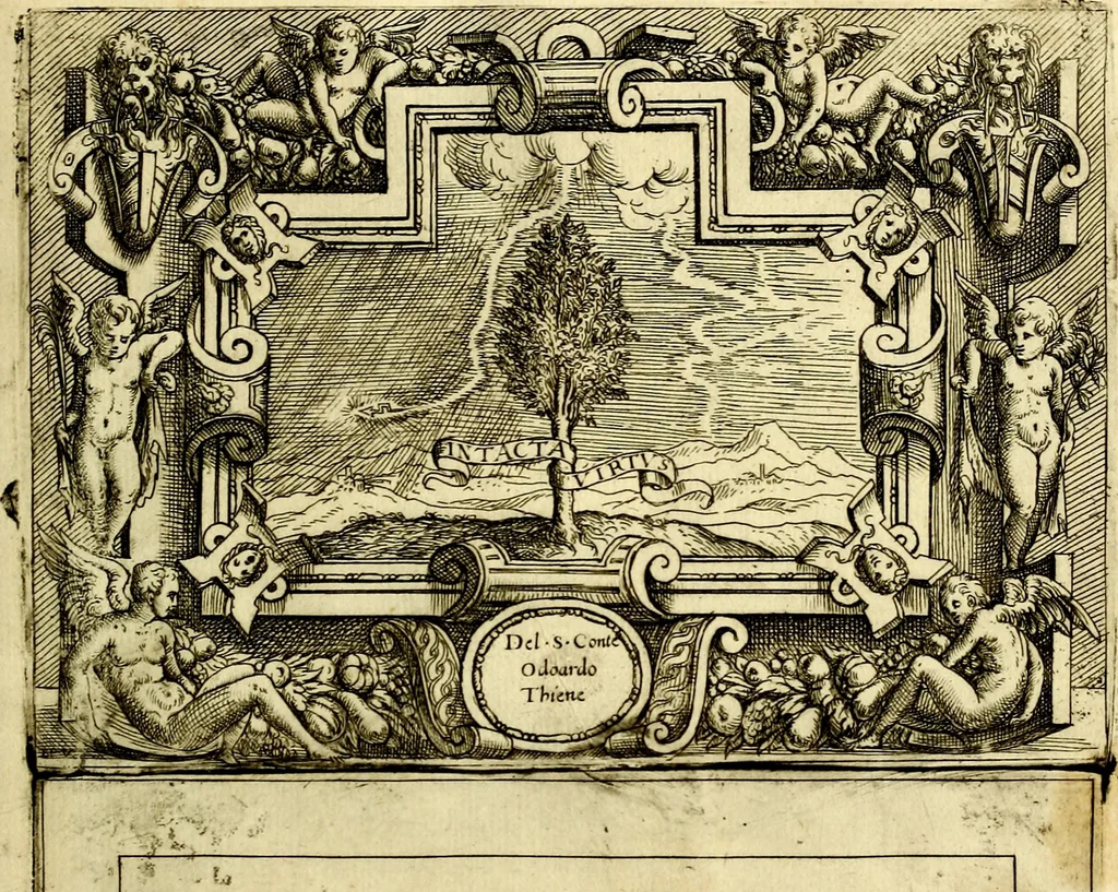 An illustration from Imprese nobili et ingeniose di diversi prencipi, et d'altri personaggi illustri nell'arme et nelle lettere : le quali, col disegno loro estrinseco, dimostrano l'animo, et la buona ò mala fortuna de gli autori loro, 1583, leaf 22