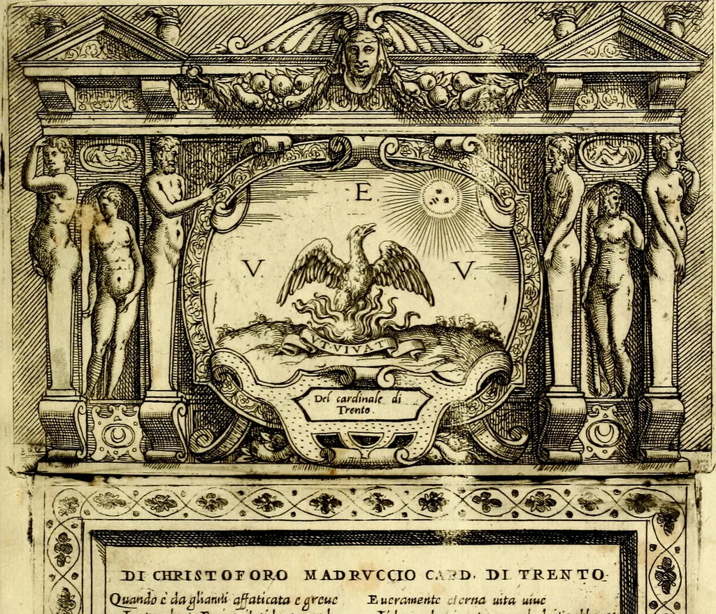 An illustration from Imprese nobili et ingeniose di diversi prencipi, et d'altri personaggi illustri nell'arme et nelle lettere : le quali, col disegno loro estrinseco, dimostrano l'animo, et la buona ò mala fortuna de gli autori loro, 1583, leaf 32