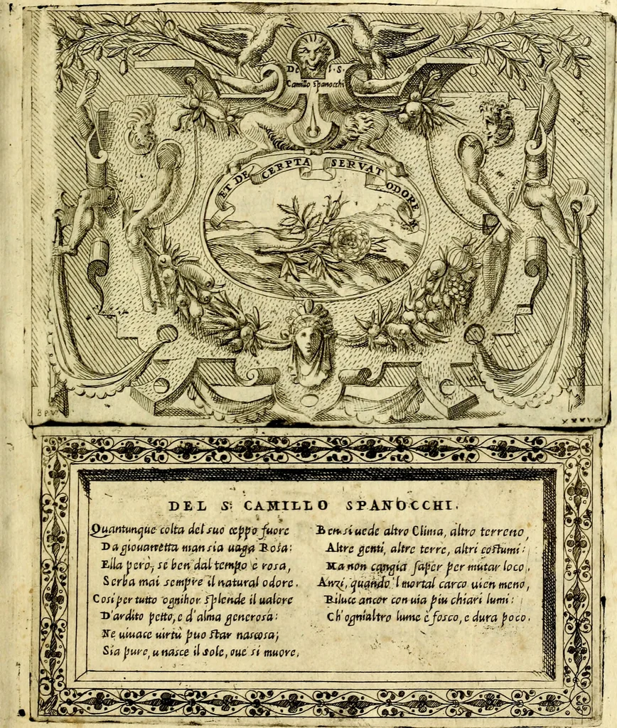 An illustration from Imprese nobili et ingeniose di diversi prencipi, et d'altri personaggi illustri nell'arme et nelle lettere : le quali, col disegno loro estrinseco, dimostrano l'animo, et la buona ò mala fortuna de gli autori loro, 1583, leaf 36