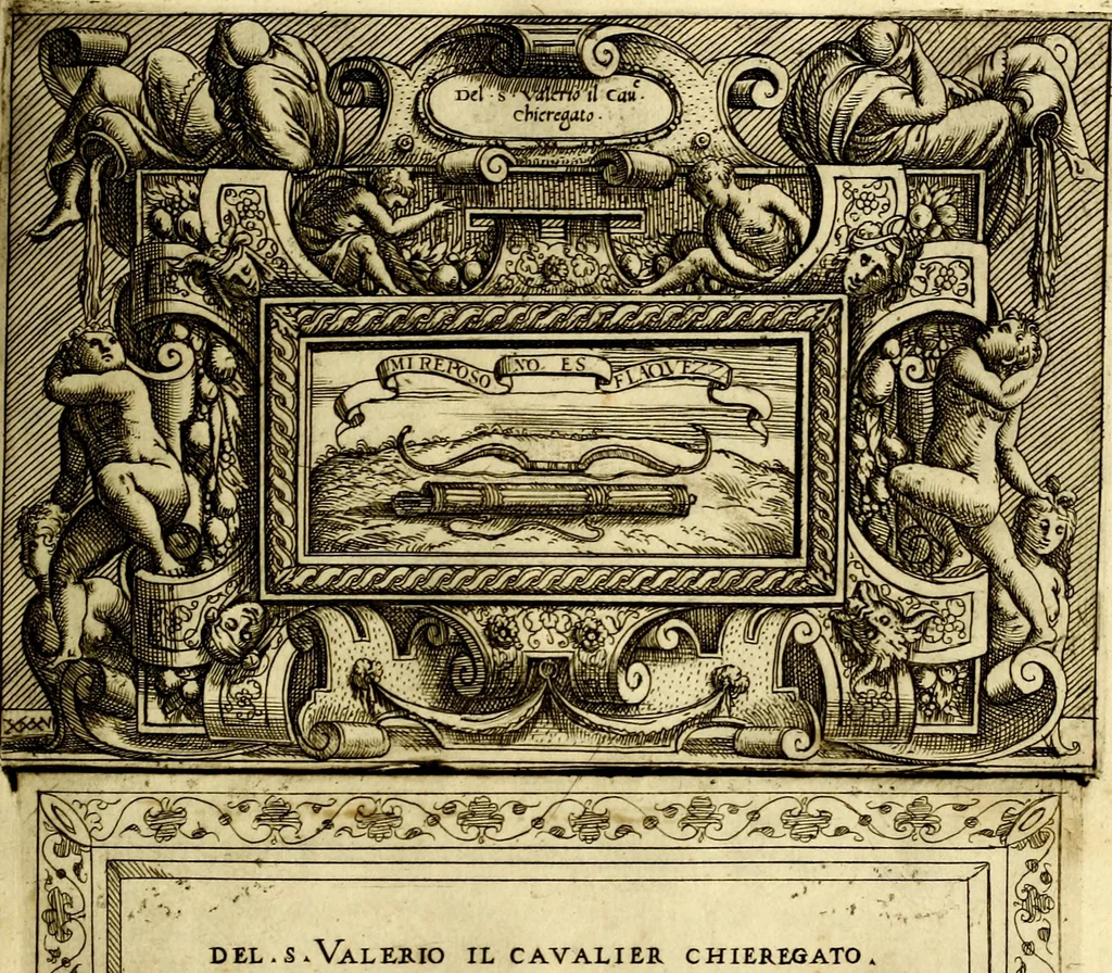 An illustration from Imprese nobili et ingeniose di diversi prencipi, et d'altri personaggi illustri nell'arme et nelle lettere : le quali, col disegno loro estrinseco, dimostrano l'animo, et la buona ò mala fortuna de gli autori loro, 1583, leaf 40