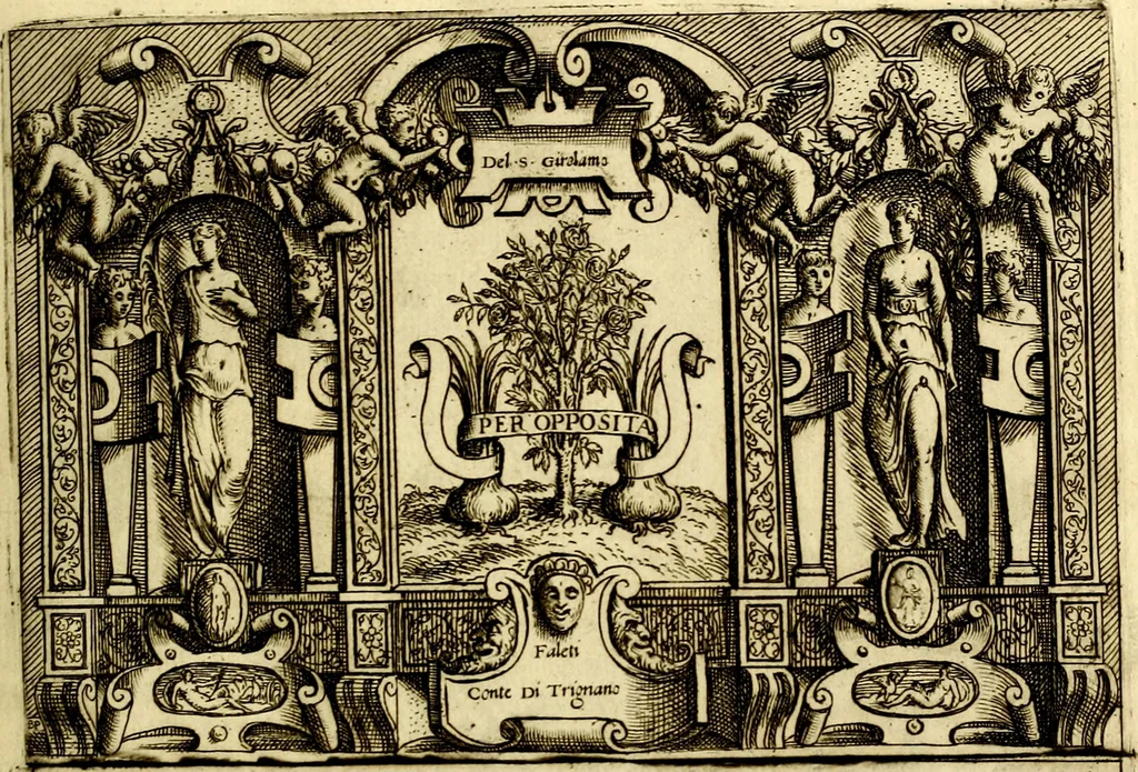 An illustration from Imprese nobili et ingeniose di diversi prencipi, et d'altri personaggi illustri nell'arme et nelle lettere : le quali, col disegno loro estrinseco, dimostrano l'animo, et la buona ò mala fortuna de gli autori loro, 1583, leaf 44