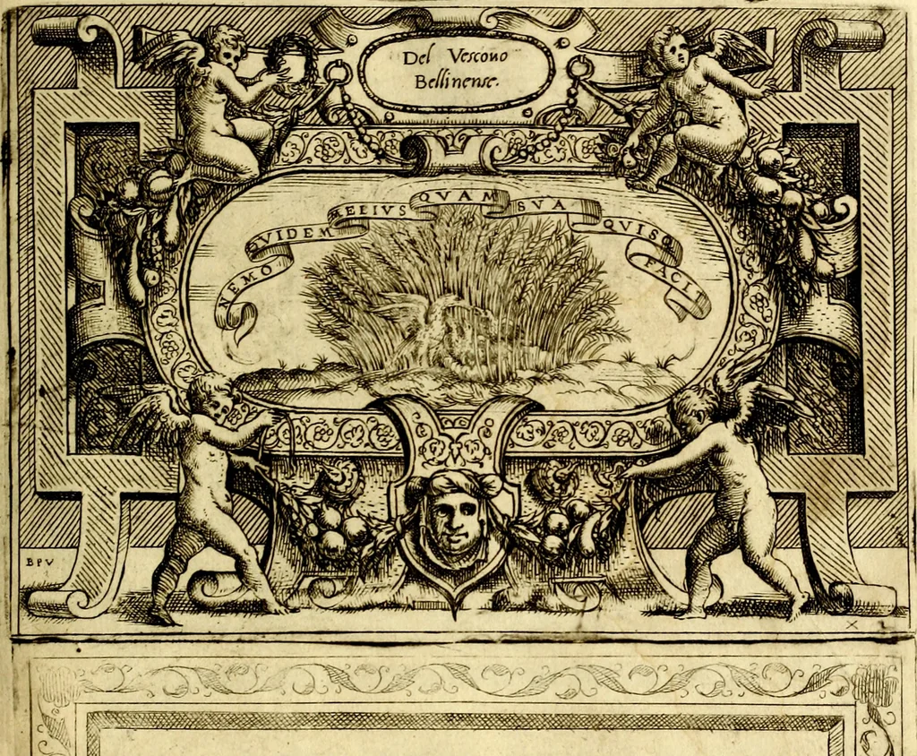 An illustration from Imprese nobili et ingeniose di diversi prencipi, et d'altri personaggi illustri nell'arme et nelle lettere : le quali, col disegno loro estrinseco, dimostrano l'animo, et la buona ò mala fortuna de gli autori loro, 1583, leaf 46