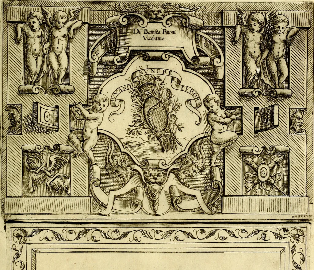 An illustration from Imprese nobili et ingeniose di diversi prencipi, et d'altri personaggi illustri nell'arme et nelle lettere : le quali, col disegno loro estrinseco, dimostrano l'animo, et la buona ò mala fortuna de gli autori loro, 1583, leaf 54