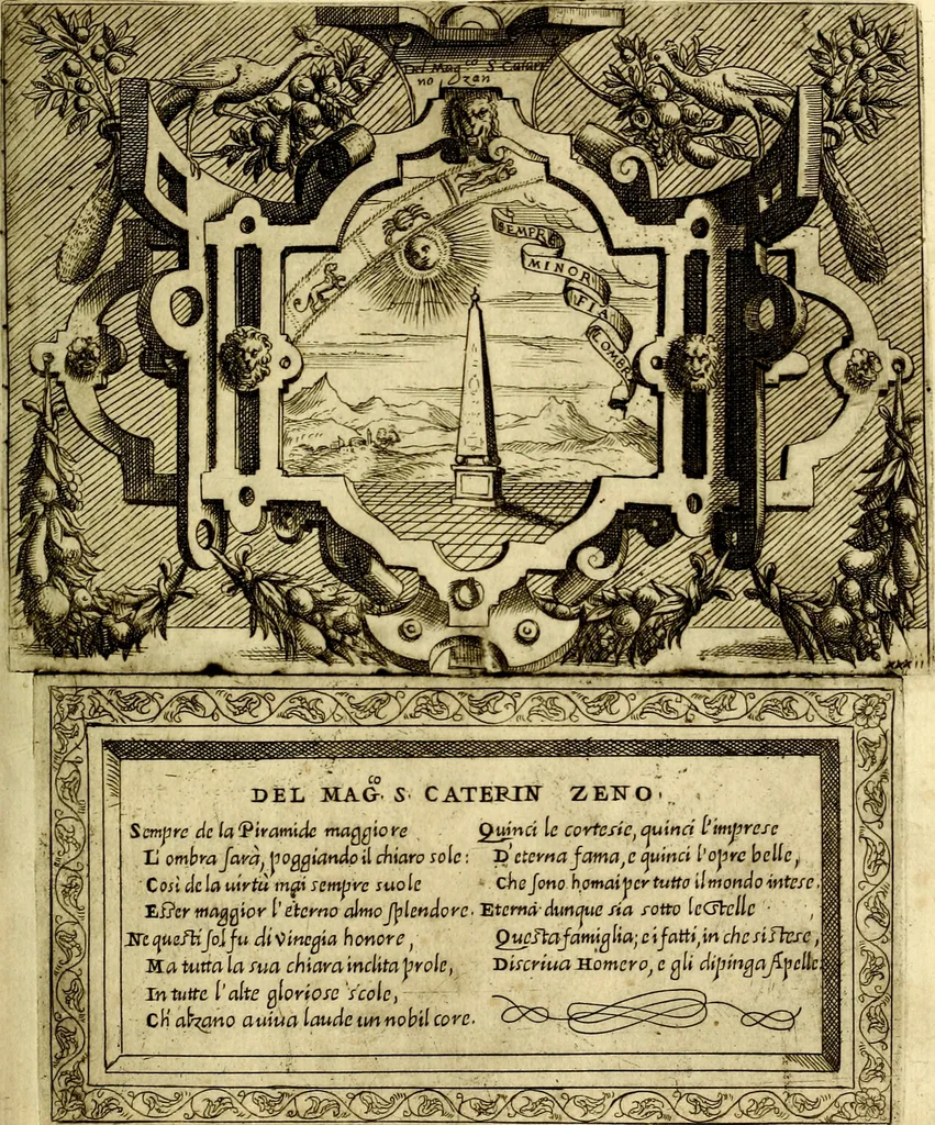 An illustration from Imprese nobili et ingeniose di diversi prencipi, et d'altri personaggi illustri nell'arme et nelle lettere : le quali, col disegno loro estrinseco, dimostrano l'animo, et la buona ò mala fortuna de gli autori loro, 1583, leaf 56