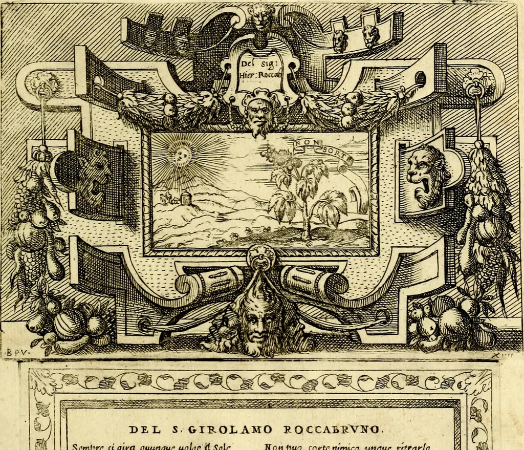 An illustration from Imprese nobili et ingeniose di diversi prencipi, et d'altri personaggi illustri nell'arme et nelle lettere : le quali, col disegno loro estrinseco, dimostrano l'animo, et la buona ò mala fortuna de gli autori loro, 1583, leaf 72