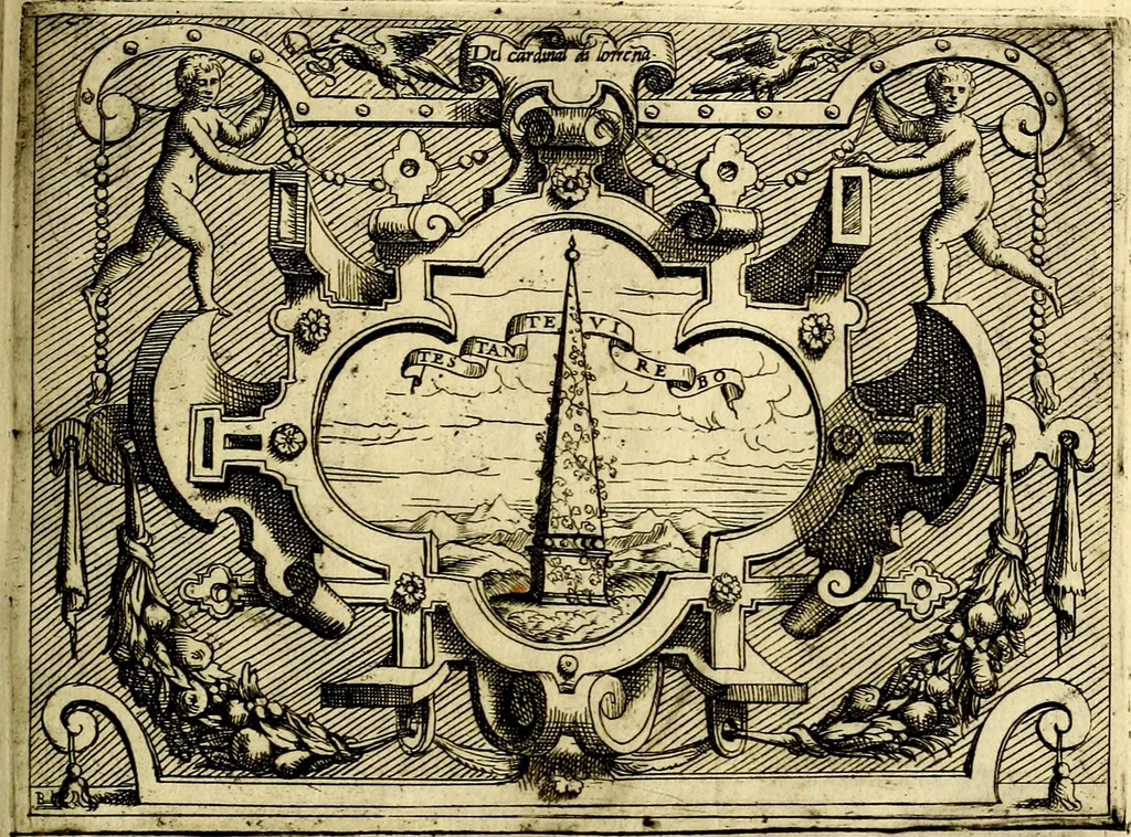An illustration from Imprese nobili et ingeniose di diversi prencipi, et d'altri personaggi illustri nell'arme et nelle lettere : le quali, col disegno loro estrinseco, dimostrano l'animo, et la buona ò mala fortuna de gli autori loro, 1583, leaf 82