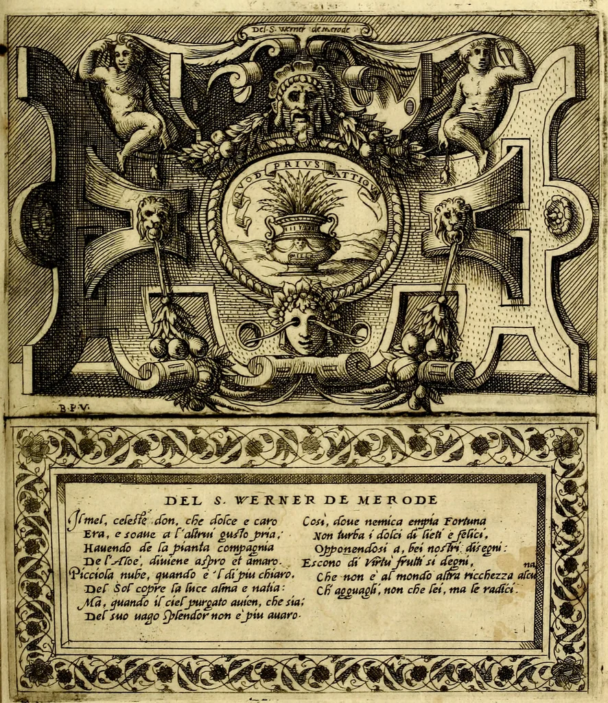 An illustration from Imprese nobili et ingeniose di diversi prencipi, et d'altri personaggi illustri nell'arme et nelle lettere : le quali, col disegno loro estrinseco, dimostrano l'animo, et la buona ò mala fortuna de gli autori loro, 1583, leaf 90