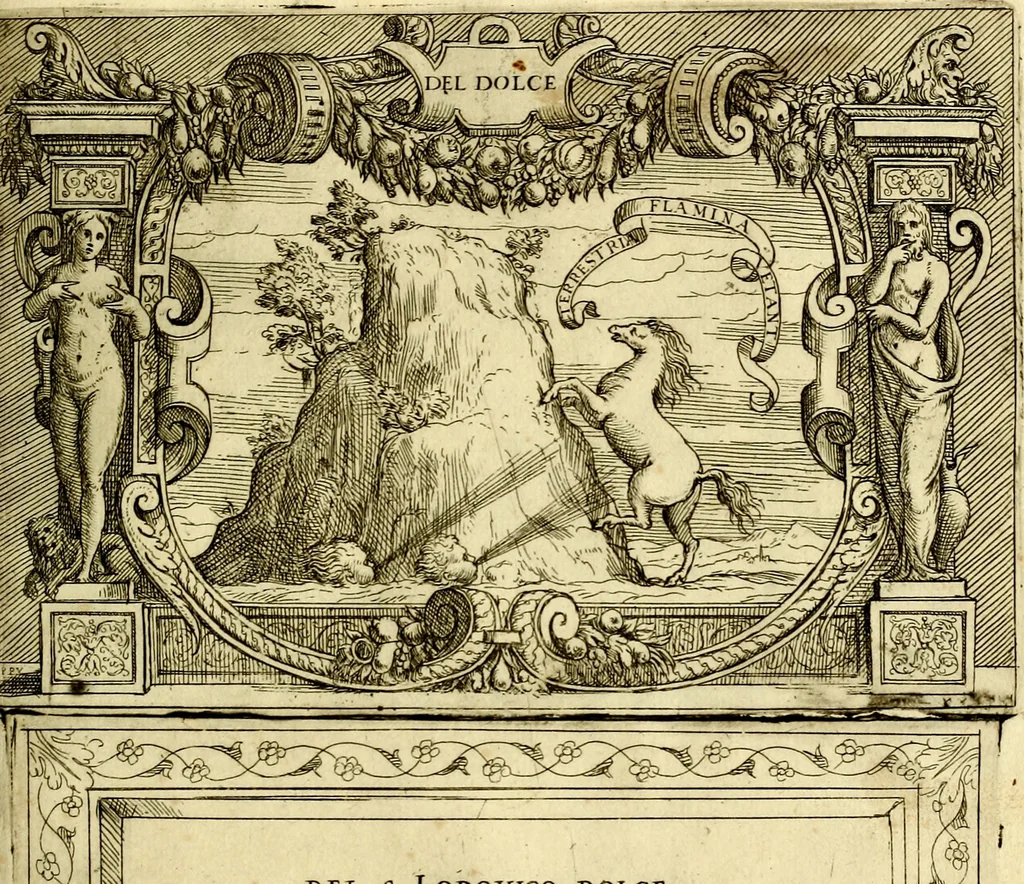 An illustration from Imprese nobili et ingeniose di diversi prencipi, et d'altri personaggi illustri nell'arme et nelle lettere : le quali, col disegno loro estrinseco, dimostrano l'animo, et la buona ò mala fortuna de gli autori loro, 1583, leaf 94