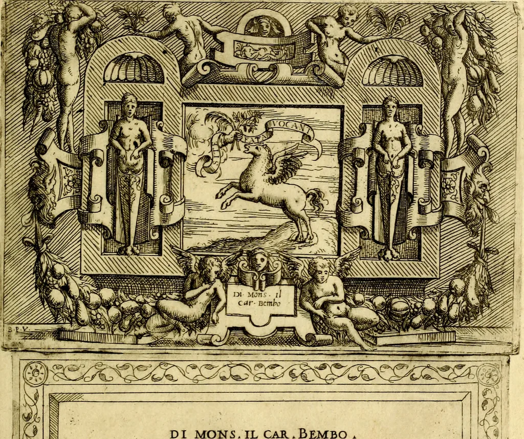 An illustration from Imprese nobili et ingeniose di diversi prencipi, et d'altri personaggi illustri nell'arme et nelle lettere : le quali, col disegno loro estrinseco, dimostrano l'animo, et la buona ò mala fortuna de gli autori loro, 1583, leaf 96