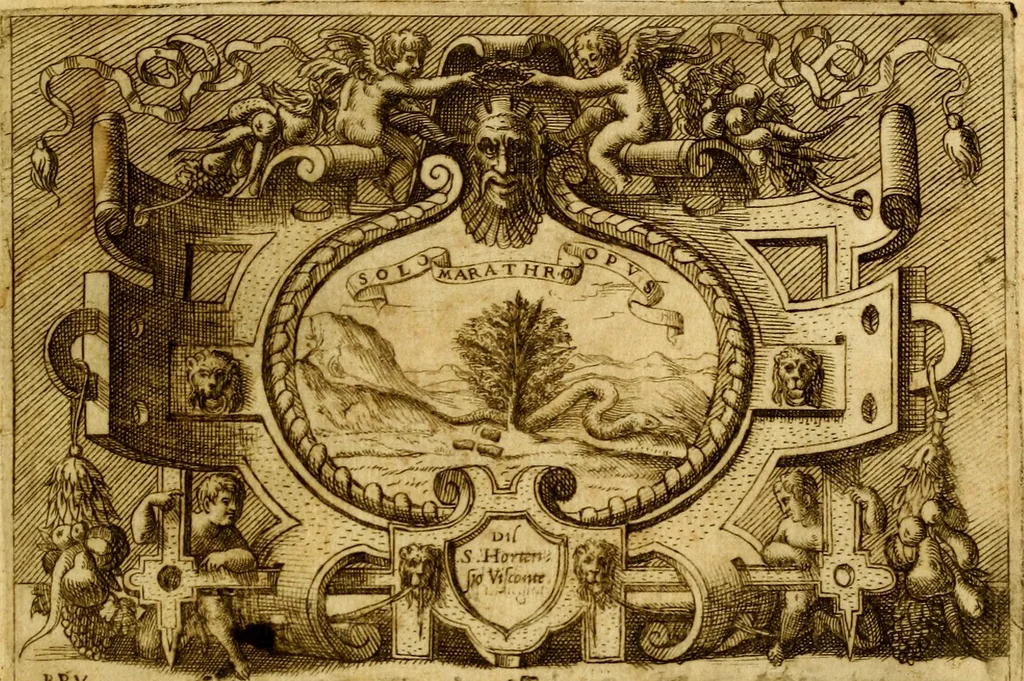 An illustration from Imprese nobili, et ingeniose di diversi prencipi et d'altri personnagi illustri : nell'arme et nelle lettere : le quali, col disegno loro estrinseco, dimostrano l'animo, et la buona o mala fortuna de gli autori loro, 1578, leaf 16