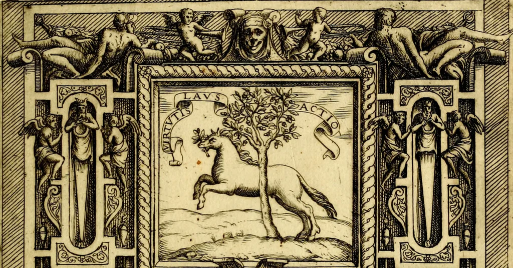 An illustration from Imprese nobili, et ingeniose di diversi prencipi et d'altri personnagi illustri : nell'arme et nelle lettere : le quali, col disegno loro estrinseco, dimostrano l'animo, et la buona o mala fortuna de gli autori loro, 1578, leaf 18