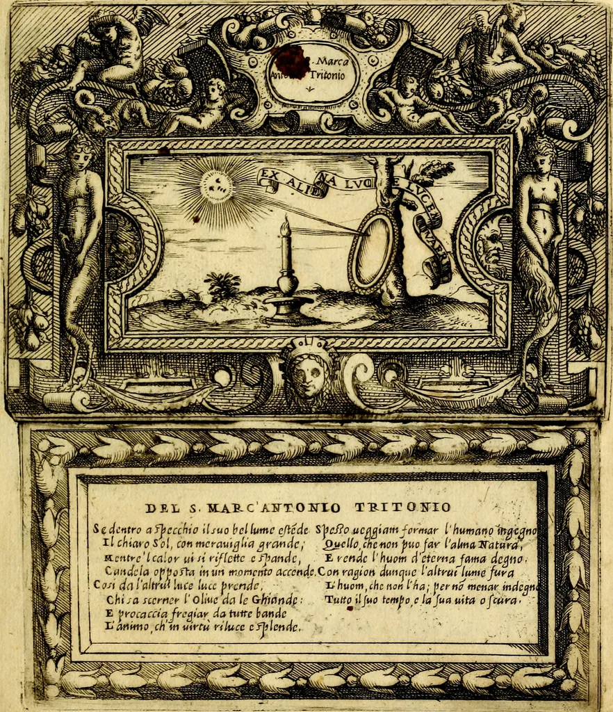 An illustration from Imprese nobili, et ingeniose di diversi prencipi et d'altri personnagi illustri : nell'arme et nelle lettere : le quali, col disegno loro estrinseco, dimostrano l'animo, et la buona o mala fortuna de gli autori loro, 1578, leaf 22