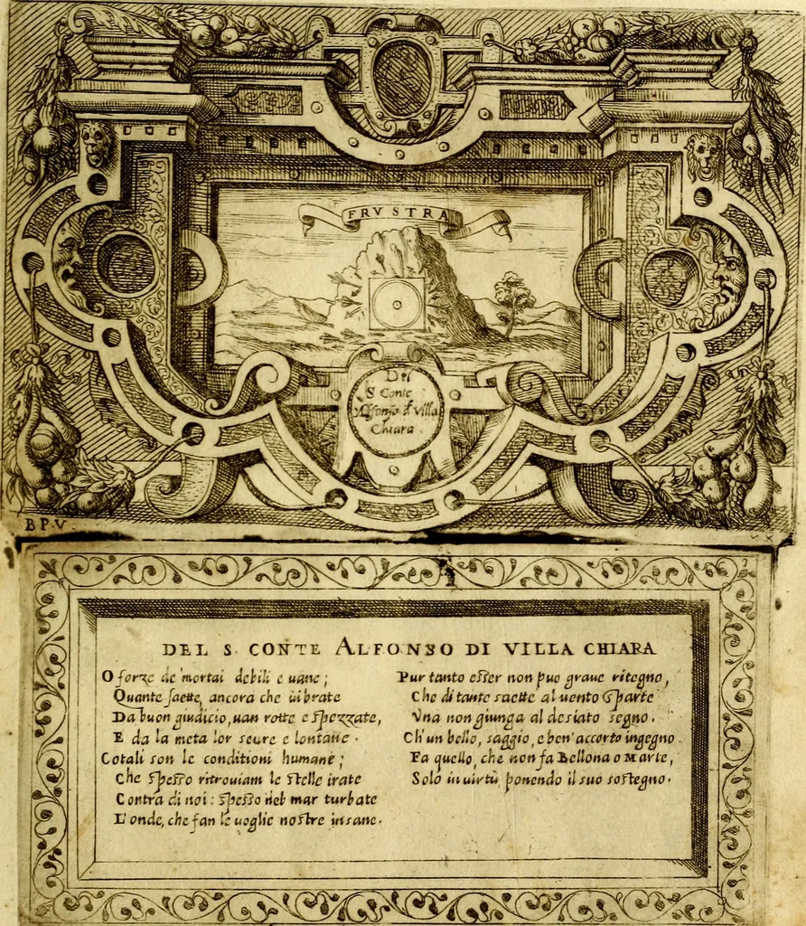 An illustration from Imprese nobili, et ingeniose di diversi prencipi et d'altri personnagi illustri : nell'arme et nelle lettere : le quali, col disegno loro estrinseco, dimostrano l'animo, et la buona o mala fortuna de gli autori loro, 1578, leaf 30