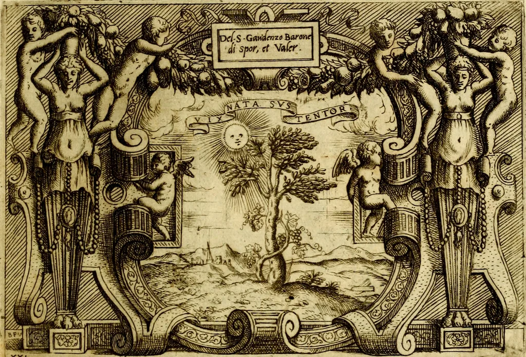 An illustration from Imprese nobili, et ingeniose di diversi prencipi et d'altri personnagi illustri : nell'arme et nelle lettere : le quali, col disegno loro estrinseco, dimostrano l'animo, et la buona o mala fortuna de gli autori loro, 1578, leaf 32