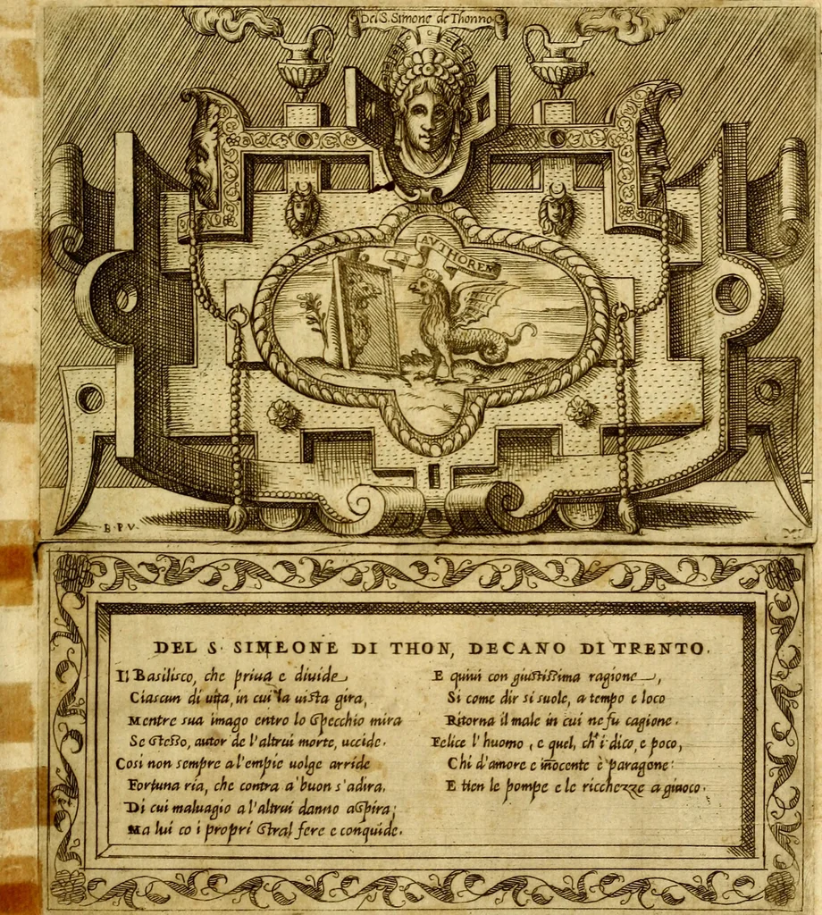 An illustration from Imprese nobili, et ingeniose di diversi prencipi et d'altri personnagi illustri : nell'arme et nelle lettere : le quali, col disegno loro estrinseco, dimostrano l'animo, et la buona o mala fortuna de gli autori loro, 1578, leaf 42