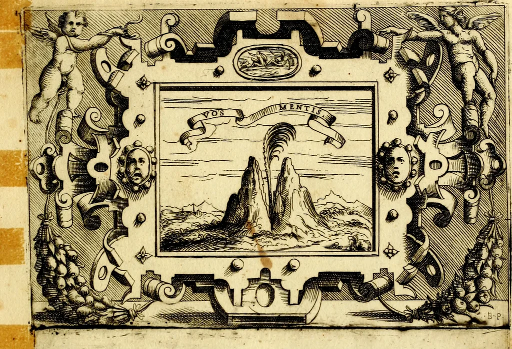 An illustration from Imprese nobili, et ingeniose di diversi prencipi et d'altri personnagi illustri : nell'arme et nelle lettere : le quali, col disegno loro estrinseco, dimostrano l'animo, et la buona o mala fortuna de gli autori loro, 1578, leaf 44