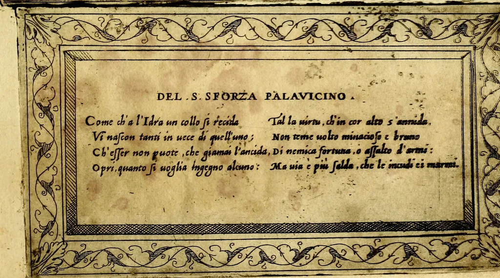 An illustration from Imprese nobili, et ingeniose di diversi prencipi et d'altri personnagi illustri : nell'arme et nelle lettere : le quali, col disegno loro estrinseco, dimostrano l'animo, et la buona o mala fortuna de gli autori loro, 1578, leaf 46