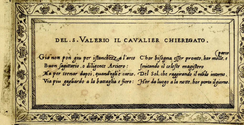 An illustration from Imprese nobili, et ingeniose di diversi prencipi et d'altri personnagi illustri : nell'arme et nelle lettere : le quali, col disegno loro estrinseco, dimostrano l'animo, et la buona o mala fortuna de gli autori loro, 1578, leaf 50