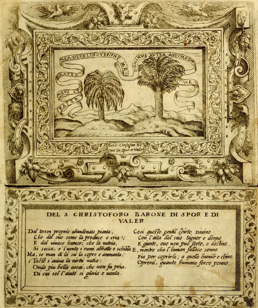 An illustration from Imprese nobili, et ingeniose di diversi prencipi et d'altri personnagi illustri : nell'arme et nelle lettere : le quali, col disegno loro estrinseco, dimostrano l'animo, et la buona o mala fortuna de gli autori loro, 1578, leaf 58