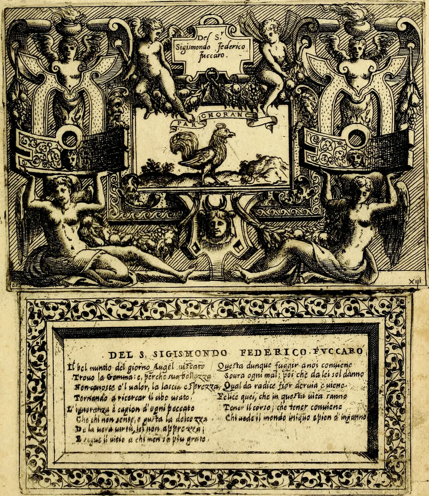 An illustration from Imprese nobili, et ingeniose di diversi prencipi et d'altri personnagi illustri : nell'arme et nelle lettere : le quali, col disegno loro estrinseco, dimostrano l'animo, et la buona o mala fortuna de gli autori loro, 1578, leaf 62