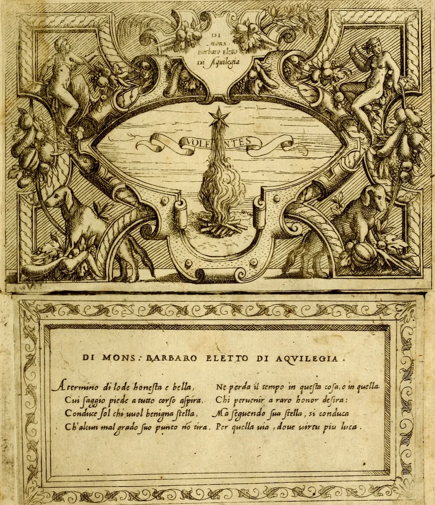 An illustration from Imprese nobili, et ingeniose di diversi prencipi et d'altri personnagi illustri : nell'arme et nelle lettere : le quali, col disegno loro estrinseco, dimostrano l'animo, et la buona o mala fortuna de gli autori loro, 1578, leaf 64