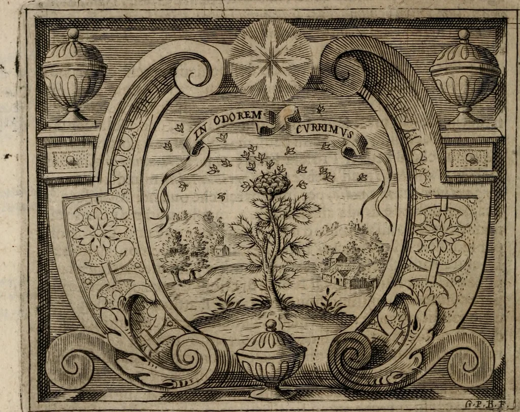 An illustration from Imprese sacre con triplicati discorsi, illustrate & arricchite. Con le aggiuntione [sic] ultimamente fattevi dall'istesso autore et in questa terza impressione, con sei copiosissime tavole molto più che prima adornate, 1629, leaf 105