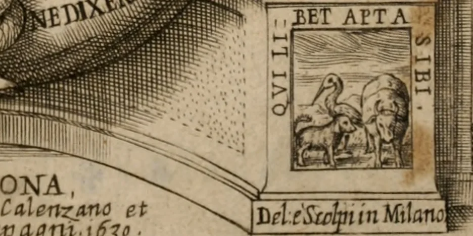 An illustration from Imprese sacre con triplicati discorsi, illustrate & arricchite. Con le aggiuntione [sic] ultimamente fattevi dall'istesso autore et in questa terza impressione, con sei copiosissime tavole molto più che prima adornate, 1629, leaf 4