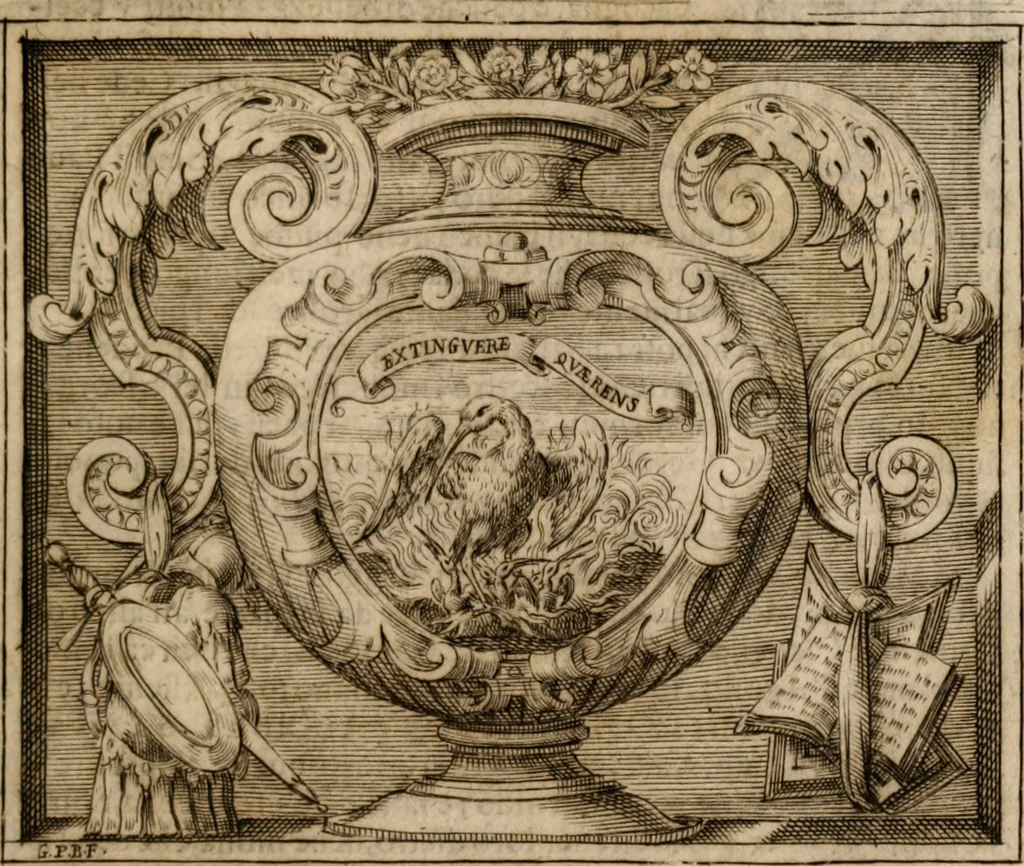 An illustration from Imprese sacre con triplicati discorsi, illustrate & arricchite. Con le aggiuntione [sic] ultimamente fattevi dall'istesso autore et in questa terza impressione, con sei copiosissime tavole molto più che prima adornate, 1629, leaf 422