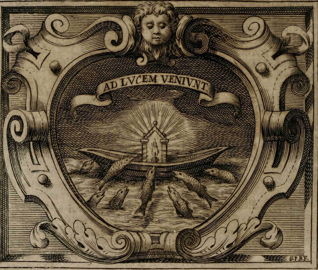 An illustration from Imprese sacre con triplicati discorsi, illustrate & arricchite. Con le aggiuntione [sic] ultimamente fattevi dall'istesso autore et in questa terza impressione, con sei copiosissime tavole molto più che prima adornate, 1629, leaf 577