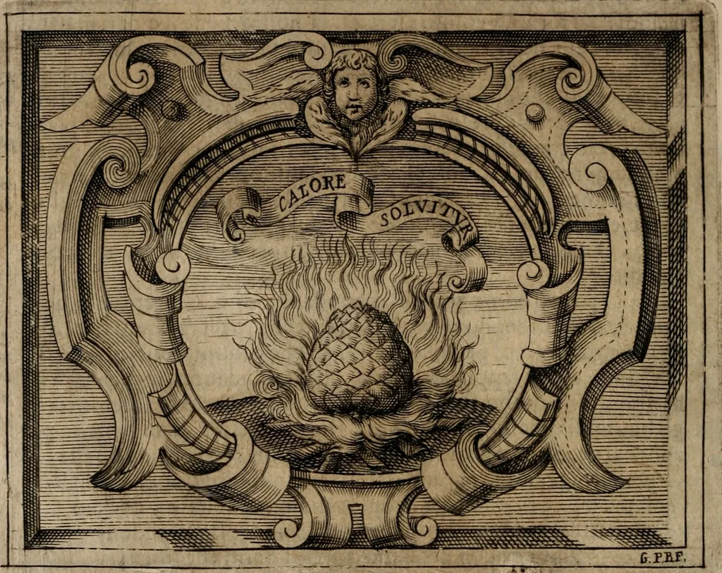 An illustration from Imprese sacre con triplicati discorsi, illustrate & arricchite. Con le aggiuntione [sic] ultimamente fattevi dall'istesso autore et in questa terza impressione, con sei copiosissime tavole molto più che prima adornate, 1629, leaf 609