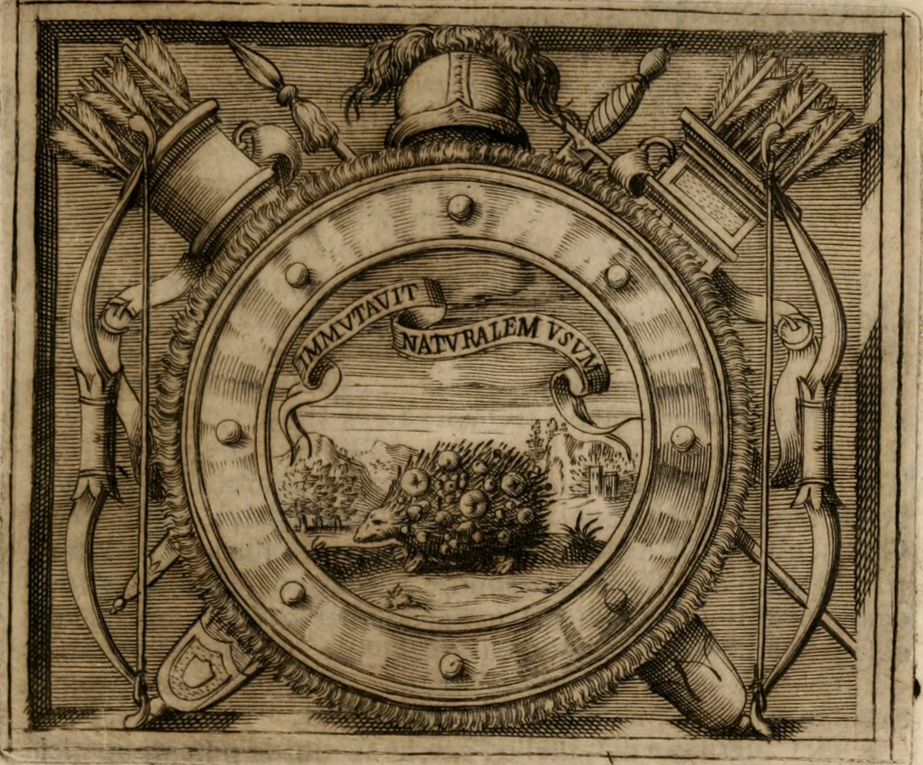 An illustration from Imprese sacre con triplicati discorsi, illustrate & arricchite. Con le aggiuntione [sic] ultimamente fattevi dall'istesso autore et in questa terza impressione, con sei copiosissime tavole molto più che prima adornate, 1629, leaf 690